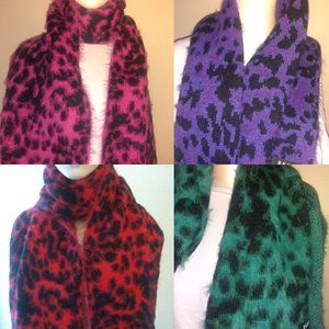 DKNY SCARF FUZZY ANIMAL PRINT KNIT CHOOSE COLORS